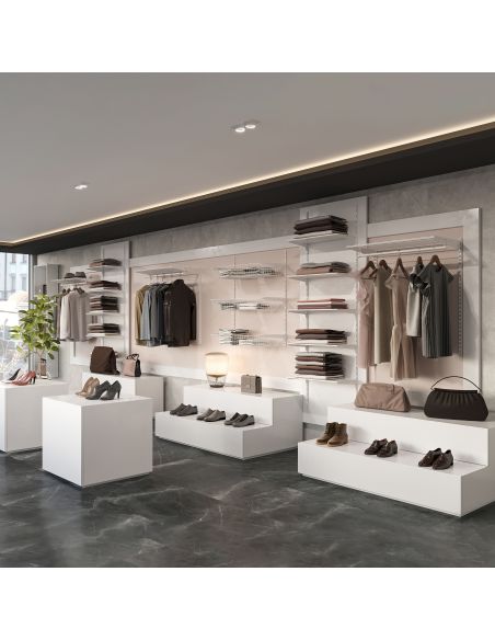 Emuca Kit di 3 mensole con staffe e supporti a parete Jagmet, lunghezza 280 mm, Acciaio, Verniciato bianco