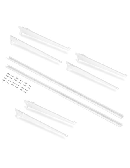 Emuca Kit di 3 mensole con staffe e supporti a parete Jagmet, lunghezza 380 mm, Acciaio, Verniciato bianco