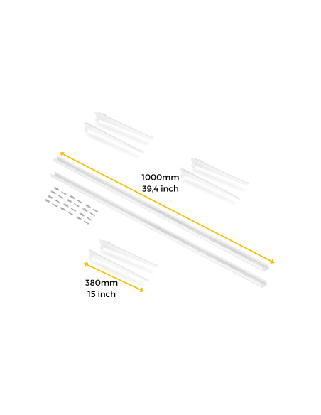 Emuca Kit di 3 mensole con staffe e supporti a parete Jagmet, lunghezza 380 mm, Acciaio, Verniciato bianco