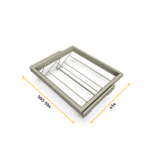 Emuca Kit di porta scarpe in metallo e telaio scorrevole a chiusura ammortizzata per armadio, regolabile, modulo 600 mm, Grigio 