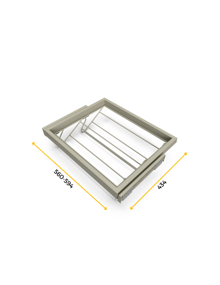 Emuca Kit di porta scarpe in metallo e telaio scorrevole a chiusura ammortizzata per armadio, regolabile, modulo 600 mm, Grigio 