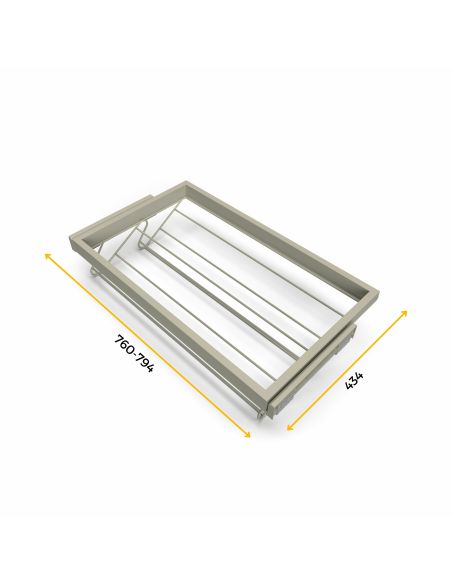 Emuca Kit di porta scarpe in metallo e telaio con guide a chiusura ammortizzata per armadio, regolabile, modulo 800 mm, Grigio