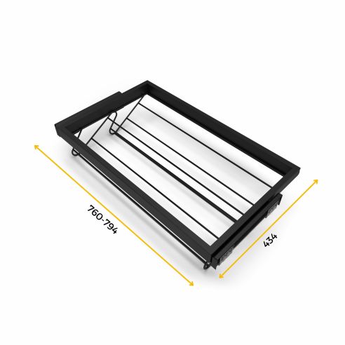 Emuca Kit di porta scarpe in metallo e telaio con guide a chiusura ammortizzata per armadio, regolabile, modulo 800 mm, Nero