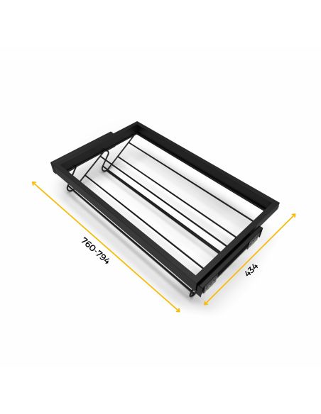 Emuca Kit di porta scarpe in metallo e telaio con guide a chiusura ammortizzata per armadio, regolabile, modulo 800 mm, Nero