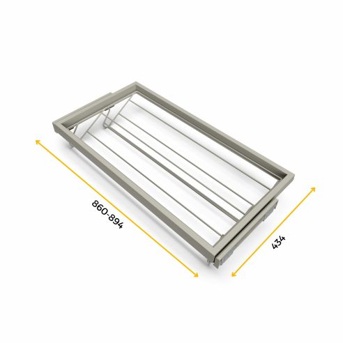 Emuca Kit di porta scarpe in metallo e telaio con guide a chiusura ammortizzata per armadio, regolabile, modulo 900 mm, Grigio