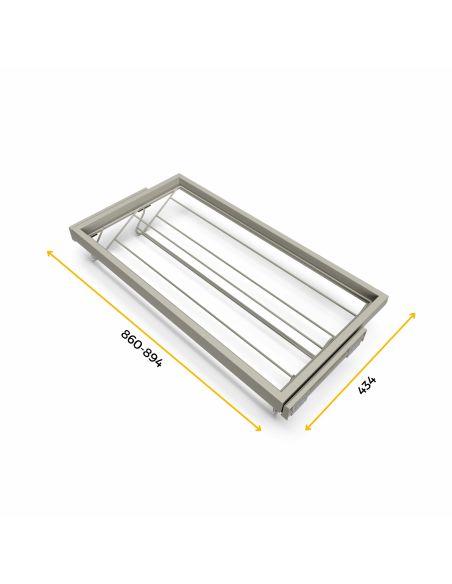 Emuca Kit di porta scarpe in metallo e telaio con guide a chiusura ammortizzata per armadio, regolabile, modulo 900 mm, Grigio