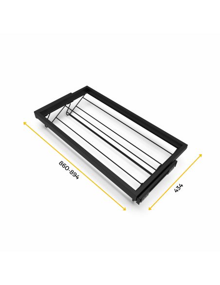Emuca Kit di porta scarpe in metallo e telaio con guide a chiusura ammortizzata per armadio, regolabile, modulo 900 mm, Nero