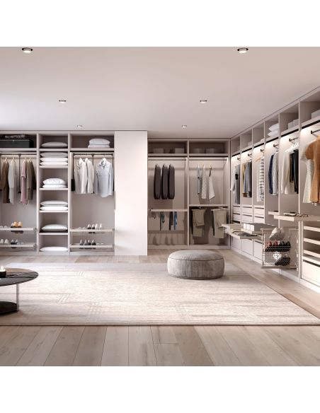 Emuca Kit di cestello in filo e telaio a scorrimento con chiusura ammortizzata per armadio, regolabile, modulo 600 mm, Grigio