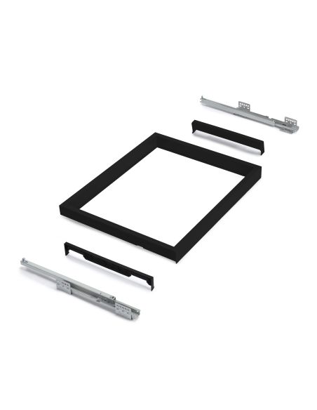 Emuca Kit di cestello in filo e telaio a scorrimento con chiusura ammortizzata per armadio, regolabile, modulo 600 mm, Nero