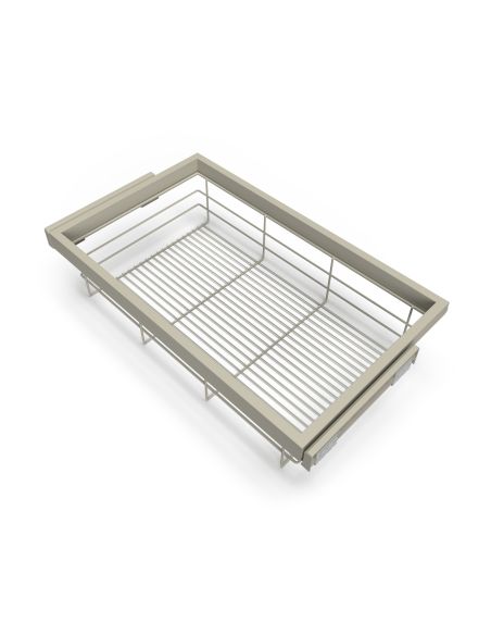 Emuca Kit di cestello in filo e telaio a scorrimento con chiusura ammortizzata per armadio, regolabile, modulo 800 mm, Grigio