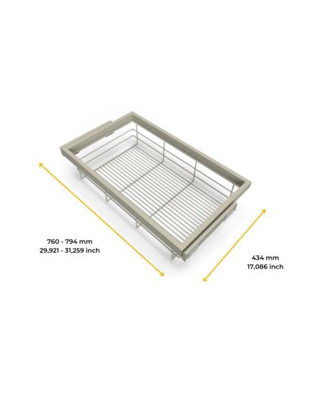 Emuca Kit di cestello in filo e telaio a scorrimento con chiusura ammortizzata per armadio, regolabile, modulo 800 mm, Grigio