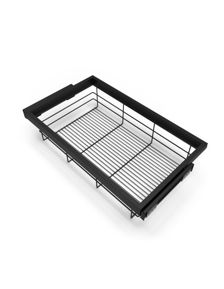 Emuca Kit di cestello in filo e telaio a scorrimento con chiusura ammortizzata per armadio, regolabile, modulo 800 mm, Nero