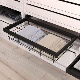 Emuca Kit di cestello in filo e telaio a scorrimento con chiusura ammortizzata per armadio, regolabile, modulo 800 mm, Nero 2