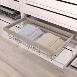 Emuca Kit di cestello in filo e telaio a scorrimento con chiusura ammortizzata per armadio, regolabile, modulo 900 mm, Grigio 2