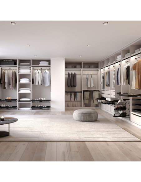 Emuca Kit di cestello in filo e telaio a scorrimento con chiusura ammortizzata per armadio, regolabile, modulo 900 mm, Nero