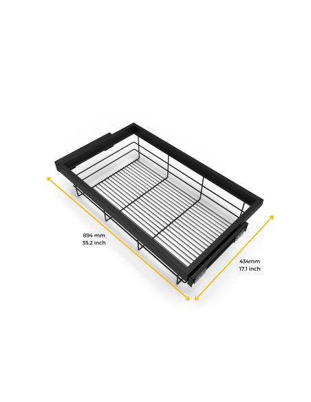 Emuca Kit di cestello in filo e telaio a scorrimento con chiusura ammortizzata per armadio, regolabile, modulo 900 mm, Nero