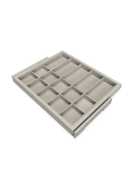 Emuca Kit di cassetto organizzatore e telaio a scorrimento con chiusura ammortizzata per armadio, regolabile, modulo 600 mm