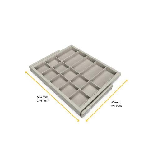 Emuca Kit di cassetto organizzatore e telaio a scorrimento con chiusura ammortizzata per armadio, regolabile, modulo 600 mm