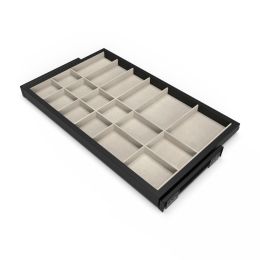 Emuca Kit di cassetto organizzatore e telaio a scorrimento con chiusura ammortizzata per armadio, regolabile, modulo 800mm, Nero