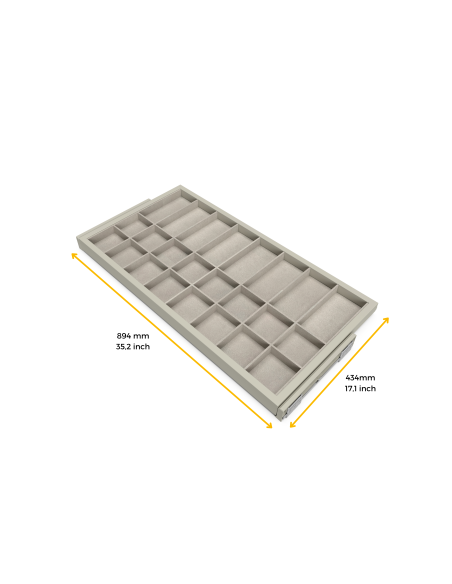 Emuca Kit di cassetto organizzatore e telaio a scorrimento con chiusura ammortizzata per armadio, regolabili, modulo 900 mm