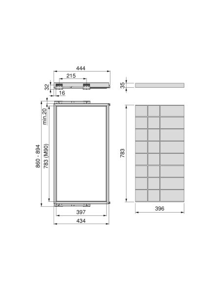 Emuca Kit di cassetto organizzatore e telaio a scorrimento con chiusura ammortizzata per armadio, regolabili, modulo 900mm, Nero