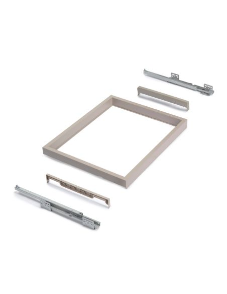 Emuca Kit di vassoio, 2 cestini organizzatori e telaio a scorrimento con chiusura ammortizzata per armadi, regolabile, modulo 80