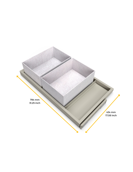 Emuca Kit di vassoio, 2 cestini organizzatori e telaio a scorrimento con chiusura ammortizzata per armadi, regolabile, modulo 80