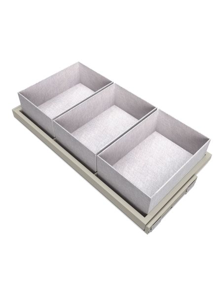 Emuca Kit di vassoio, 3 cestini organizzatori e telaio a scorrimento con chiusura ammortizzata per armadi, regolabile, modulo 90