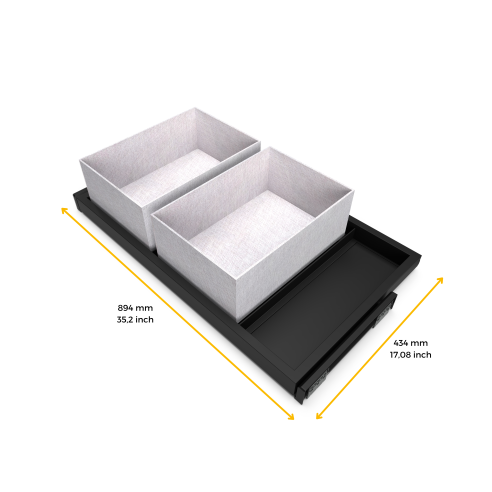 Emuca Kit di vassoio, 3 cestini organizzatori e telaio a scorrimento con chiusura ammortizzata per armadi, regolabile, modulo 90