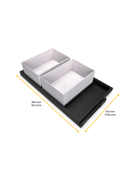 Emuca Kit di vassoio, 3 cestini organizzatori e telaio a scorrimento con chiusura ammortizzata per armadi, regolabile, modulo 90