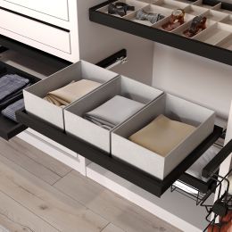 Emuca Kit di vassoio, 3 cestini organizzatori e telaio a scorrimento con chiusura ammortizzata per armadi, regolabile, modulo 90 2