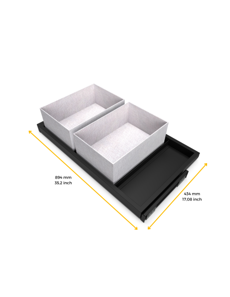 Emuca Kit di vassoio, 3 cestini organizzatori e telaio a scorrimento con chiusura ammortizzata per armadi, regolabile, modulo 90