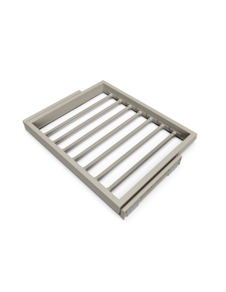 Emuca Kit di 7 aste portapantaloni e telaio a scorrimento Hack per armadi, chiusura ammortizzata, regolabile, modulo 600 mm