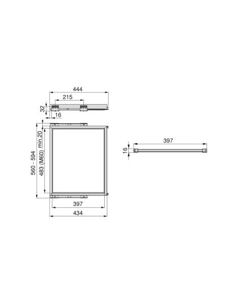 Emuca Kit di 7 aste portapantaloni e telaio a scorrimento Hack per armadi, chiusura ammortizzata, regolabile, modulo 600 mm