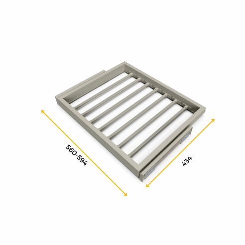 Emuca Kit di 7 aste portapantaloni e telaio a scorrimento Hack per armadi, chiusura ammortizzata, regolabile, modulo 600 mm