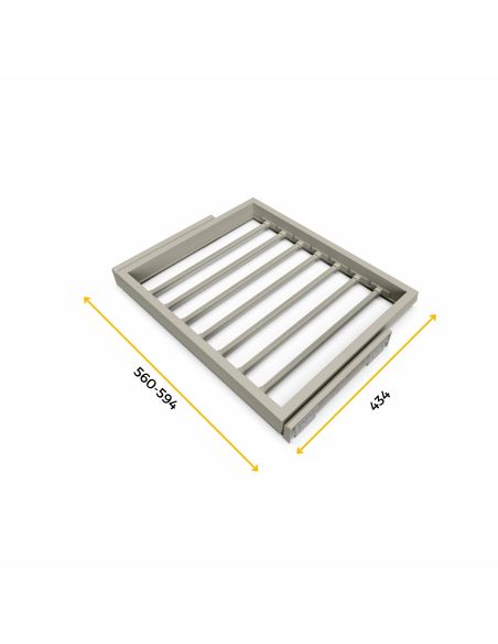 Emuca Kit di 7 aste portapantaloni e telaio a scorrimento Hack per armadi, chiusura ammortizzata, regolabile, modulo 600 mm