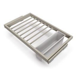 Emuca Kit di 7 aste portapantaloni, 1 vassoio e 1 telaio a scorrimento con chiusura ammortizzata per armadi, regolabile, 80 cm