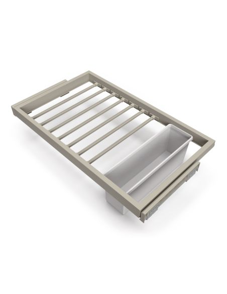 Emuca Kit di 7 aste portapantaloni, 1 vassoio e 1 telaio a scorrimento con chiusura ammortizzata per armadi, regolabile, 80 cm