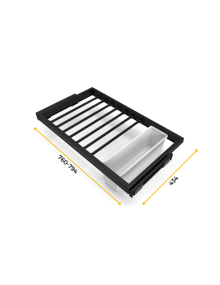 Emuca Kit di 7 aste portapantaloni, 1 vassoio e 1 telaio a scorrimento con chiusura ammortizzata per armadi, regolabili, 80 cm