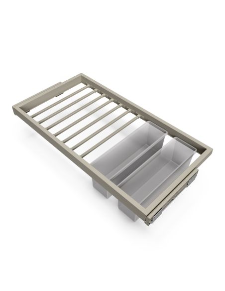 Emuca Kit di 7 aste portapantaloni, 2 vassoi e 1 telaio a scorrimento con chiusura ammortizzata per armadi, regolabile, 90 cm