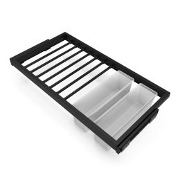 Emuca Kit di 7 aste portapantaloni, 2 vassoi e 1 telaio a scorrimento con chiusura ammortizzata per armadi, regolabile, 90 cm