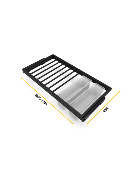 Emuca Kit di 7 aste portapantaloni, 2 vassoi e 1 telaio a scorrimento con chiusura ammortizzata per armadi, regolabile, 90 cm