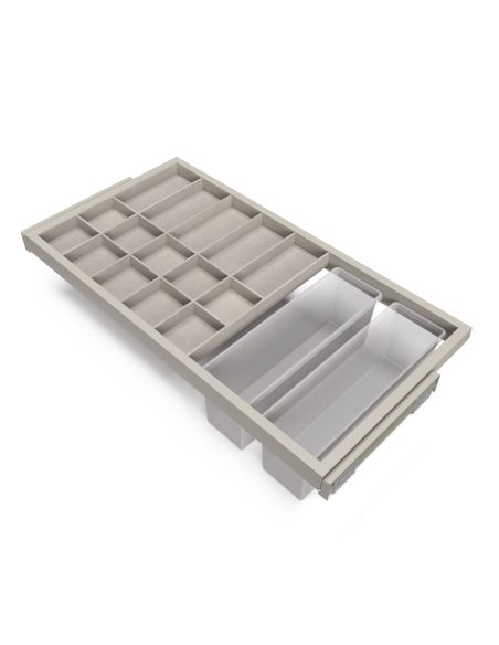Emuca Kit di cassetti organizzatori, vassoio e telaio a scorrimento con chiusura ammortizzata per armadi, regolabile, 90 cm