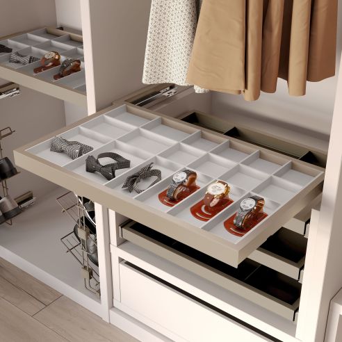 Emuca Kit di cassetti organizzatori, vassoio e telaio a scorrimento con chiusura ammortizzata per armadi, regolabile, 90 cm