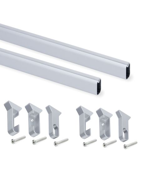 Emuca Kit tubo per armadio Silk, 1,15 m, Anodizzato opaco, Alluminio e Tecnoplastica