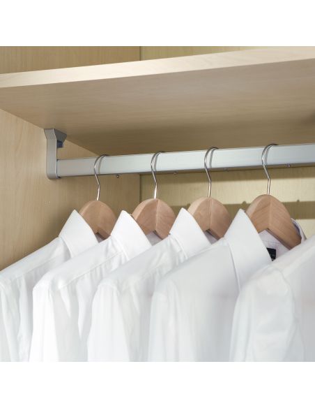 Emuca Kit tubo per armadio Silk, 1,15 m, Anodizzato opaco, Alluminio e Tecnoplastica