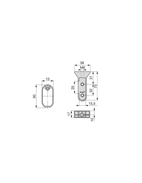 Emuca Lotto di 2 tubi appendiabiti per armadio Silk lunghezza 0,75 m con reggitubi, Alluminio e Tecnoplastica, Verniciato nero