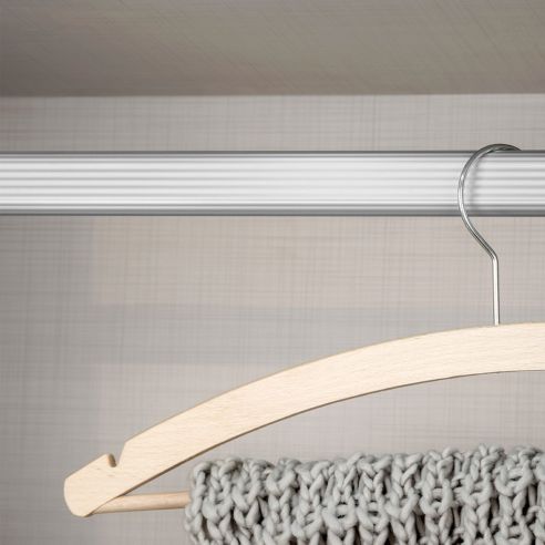 Emuca Kit tubo per armadio 30x15 mm alluminio, 1,15 m, Anodizzato opaco, Alluminio e Zama