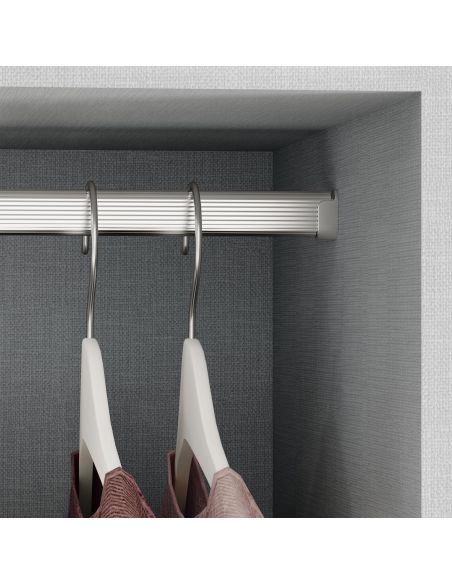 Emuca Kit tubo per armadio 30x15 mm alluminio, 1,15 m, Anodizzato opaco, Alluminio e Zama