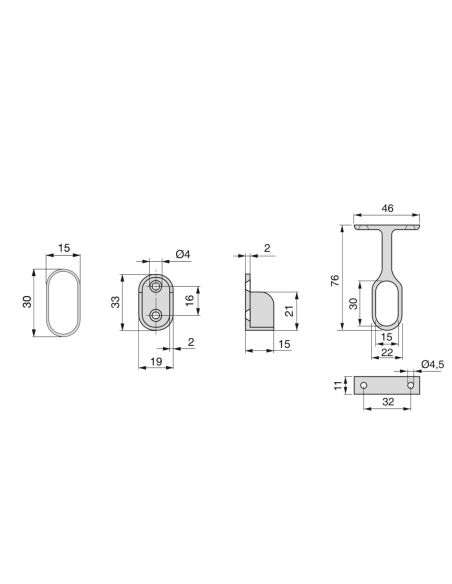 Emuca Kit tubo per armadio 30x15 mm acciaio, 0,75 m, Cromato brillo, Acciaio e Zama